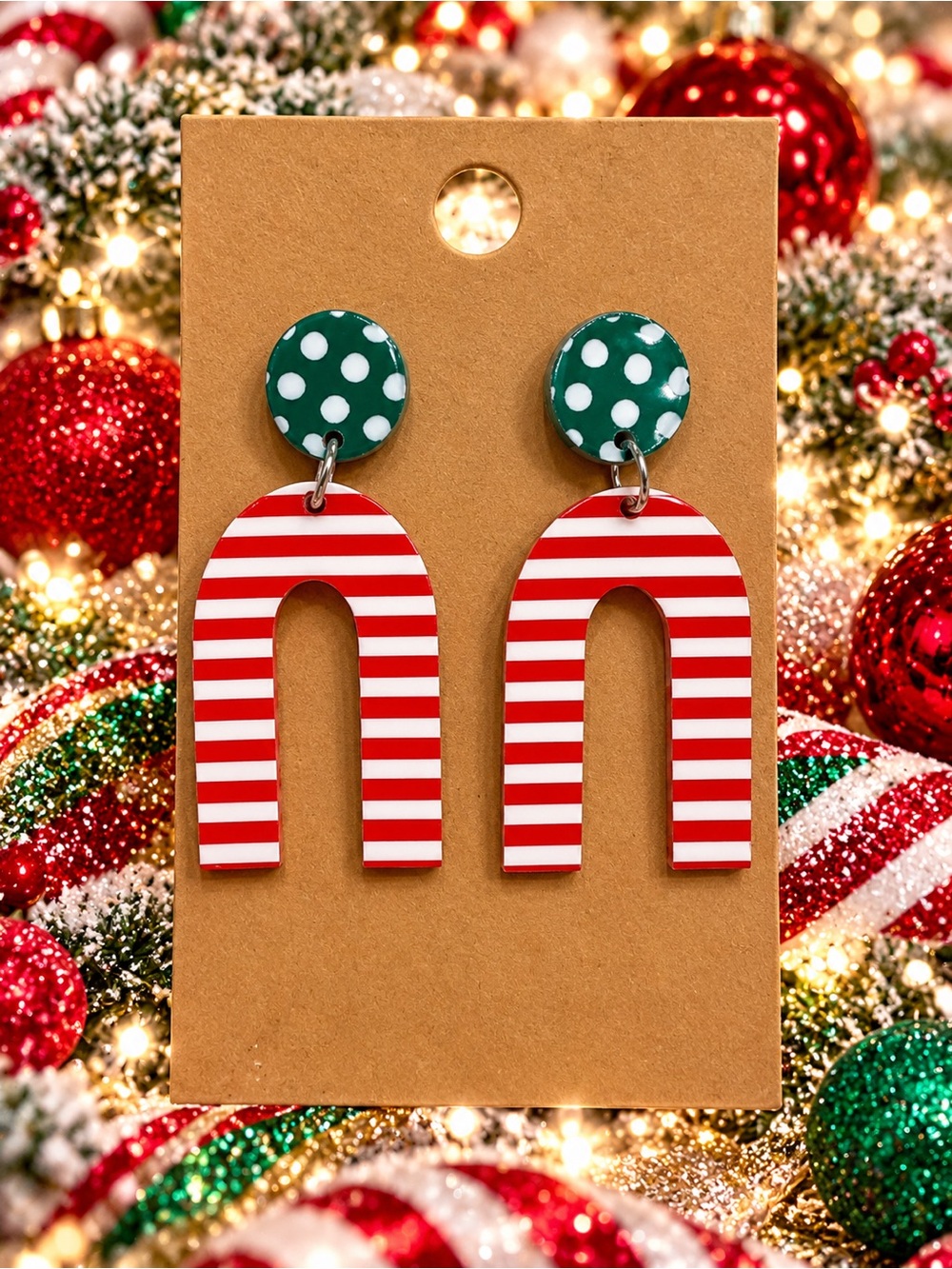 Festive Red & Green Stripe Earrings